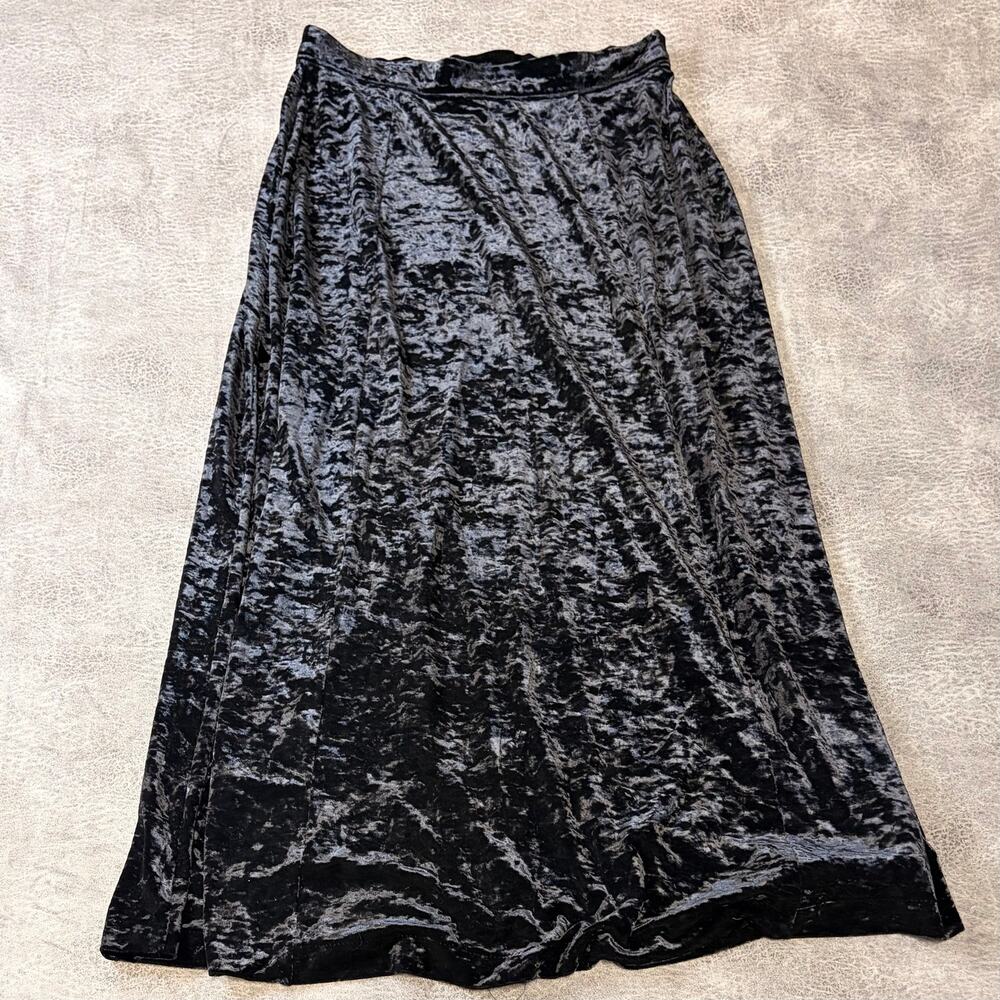 Black Crushed Velvet Classic Maxi Skirt
